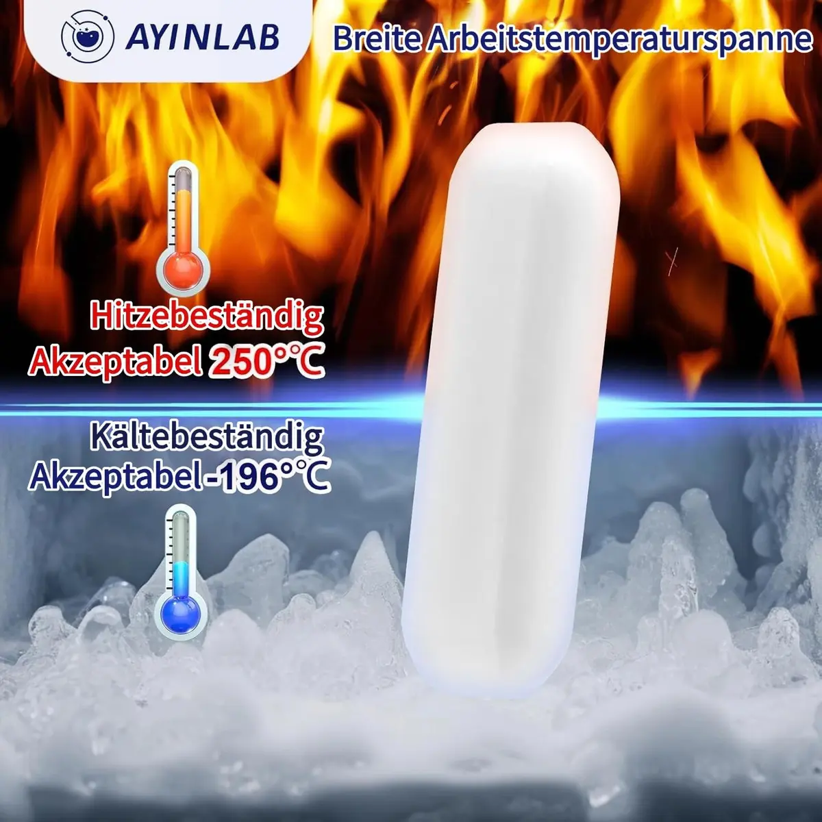 AYINLAB PTFE Magnetic Stir Bar Set 8pcs (10mm-35mm) | Lab Stirring Rods for Magnetic Stirrers - view 3