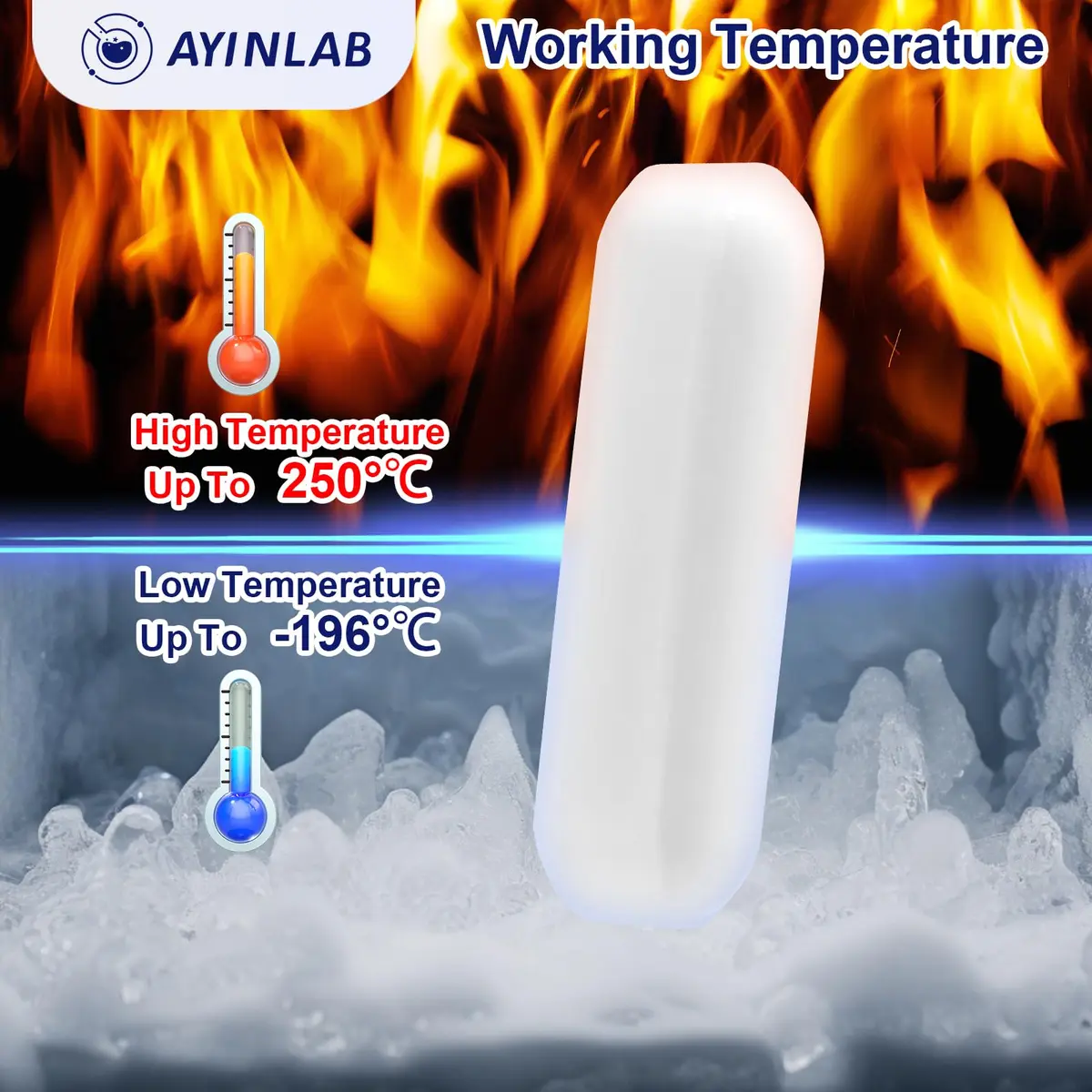 AYINLAB PTFE Magnetic Stir Bar Set 8x30mm (8pcs) | Chemical-Resistant Lab Stirring Rods - view 3