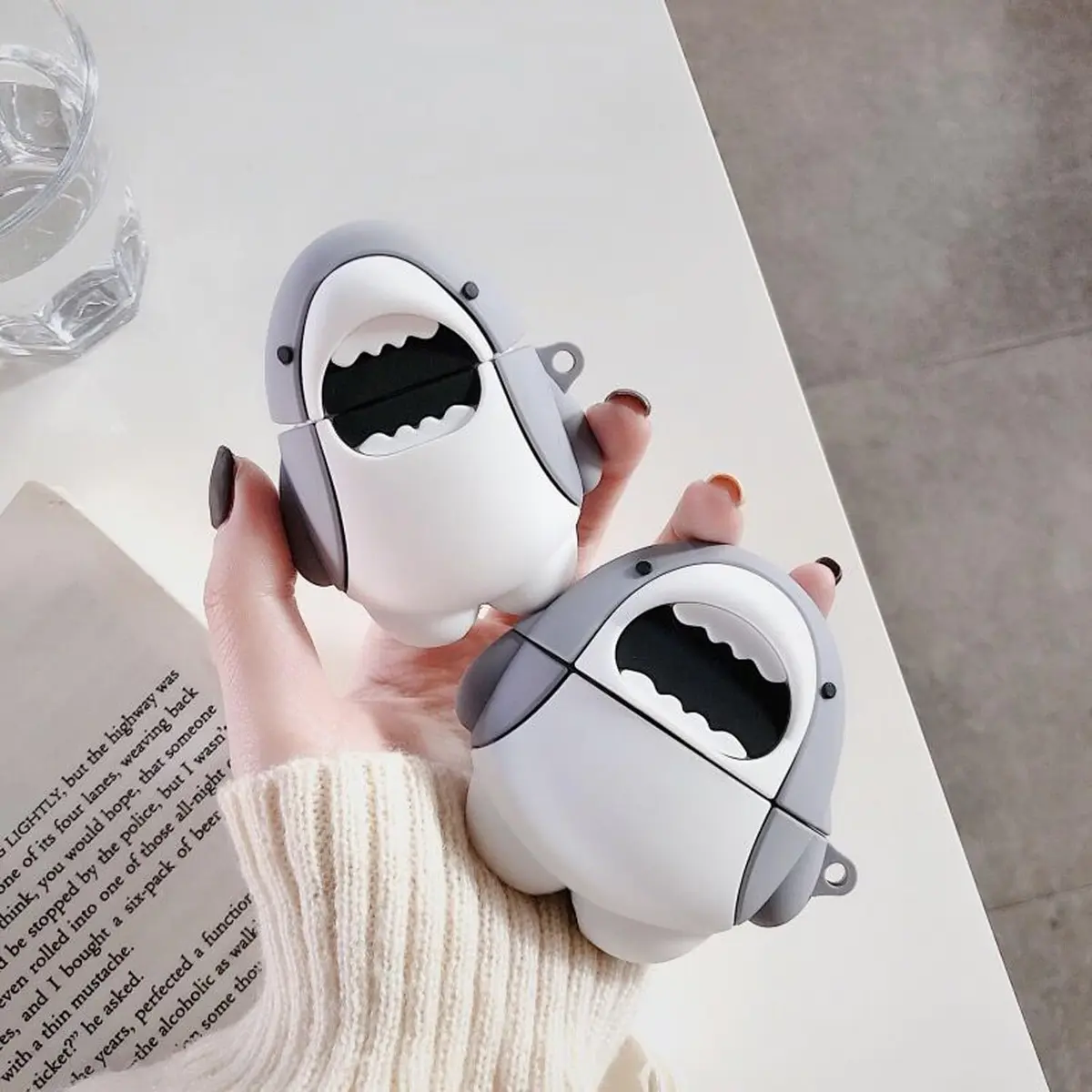 LiWerlly Cute Shark Case for Airpod Pro 2/1 Gen | Cartoon Silicone Cover, Soft & Durable, Compatible with Apple Airpods Pro 2022/2023 - view 3