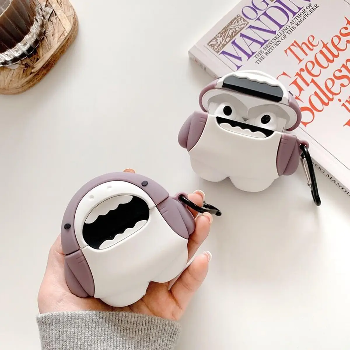 LiWerlly Cute Shark Case for Airpod Pro 2/1 Gen | Cartoon Silicone Cover, Soft & Durable, Compatible with Apple Airpods Pro 2022/2023 - view 4