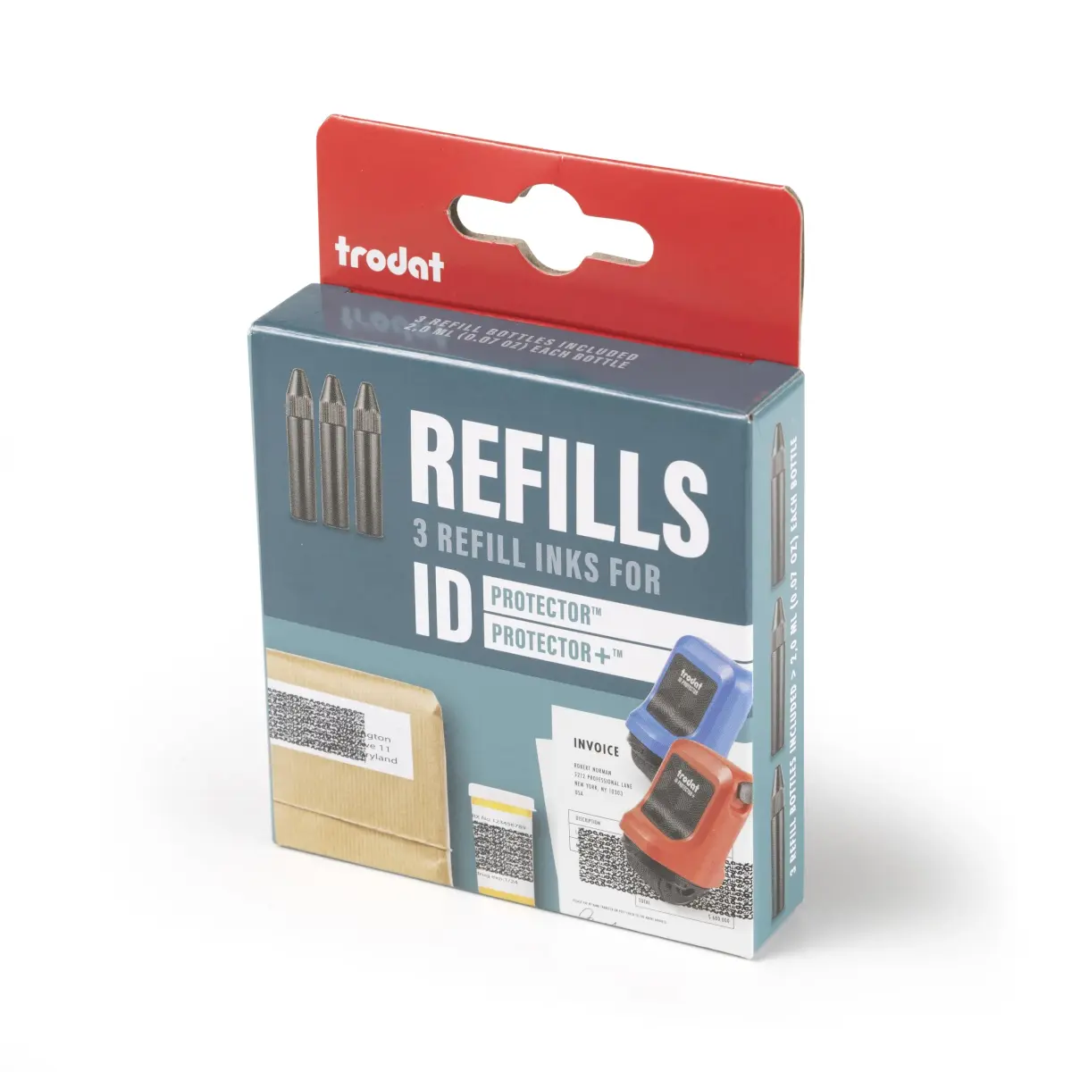 Trodat Refill Inks for ID Protector+ & ID Protector Roller Stamp 2ml Black Ink (3-Pack) - main product image