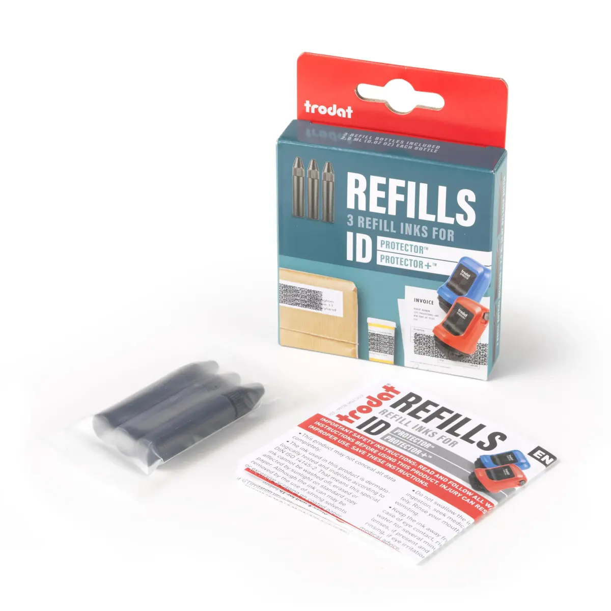Trodat Refill Inks for ID Protector+ & ID Protector Roller Stamp 2ml Black Ink (3-Pack) - view 7