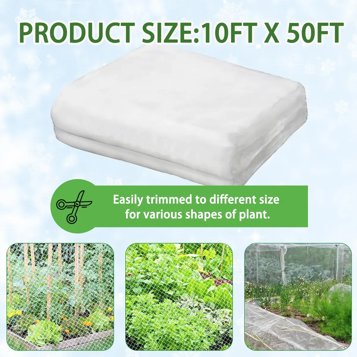Kijamilee Plant Covers Freeze Protection 10FT x 50FT | Reusable Frost Cloths for Outdoor Plants - view 9