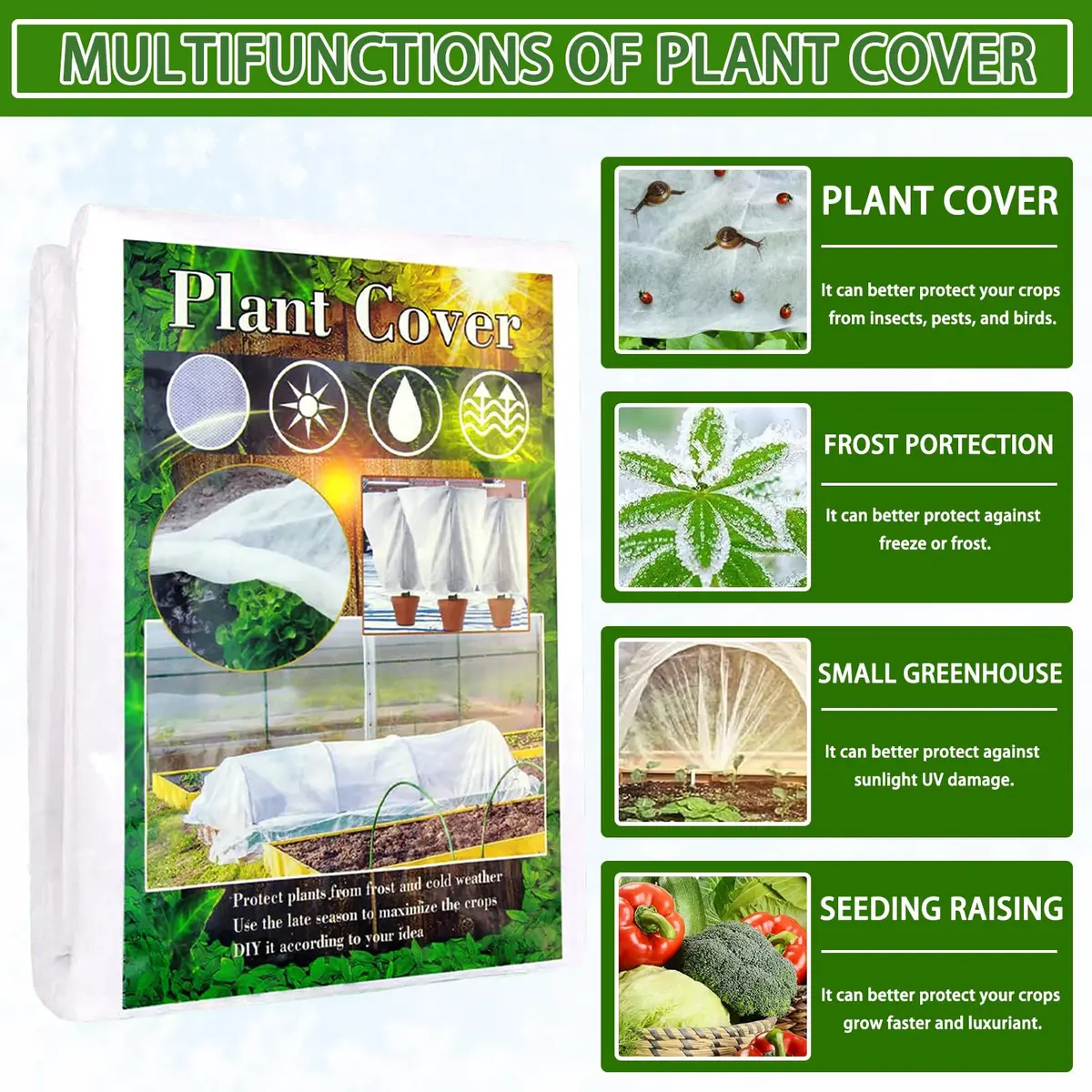 Kijamilee Plant Covers Freeze Protection 10FT x 50FT | Reusable Frost Cloths for Outdoor Plants - view 2