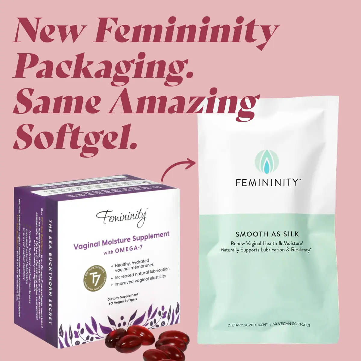 Femininity Softgels for Vaginal Dryness 60 Softgels | Omega 7 & Essential Fatty Acids Support - view 8