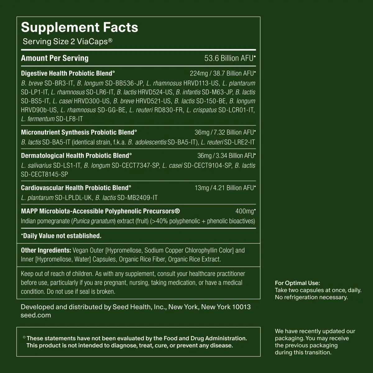 Seed DS-01 Daily Synbiotic Adult Probiotic + Prebiotic 60 Capsules (1.7 oz) | Clinically Validated Gut Health - view 7
