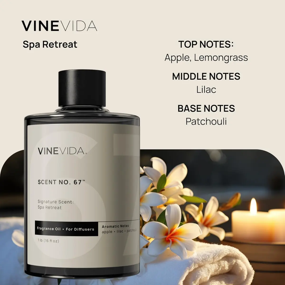 VINEVIDA Spa Retreat Fragrance Oil 16 Fl Oz | Essential Oil for Diffusers & Room Spray - view 2