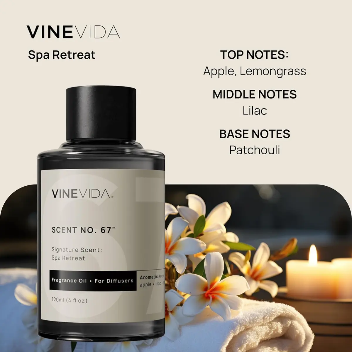 VINEVIDA Essential Oil for Diffusers 4 Fl Oz | Spa Retreat Fragrance Oil for Cold Air Diffusers - view 2