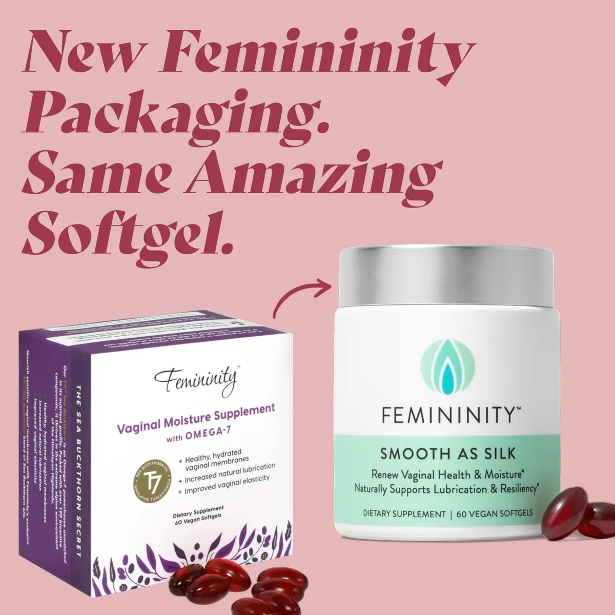 Femininity Softgels for Vaginal Dryness 60 Count | Omega 7 & Organic Sea Buckthorn - view 8