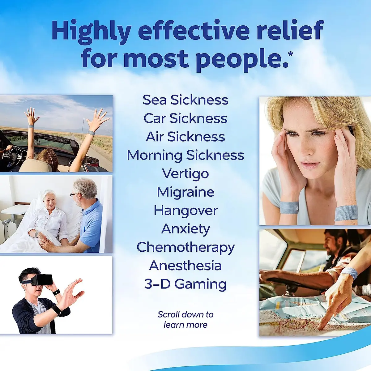 Sea-Band Anti-Nausea Acupressure Wristbands, 1 Pair, Black | Clinically Proven Drug-Free Nausea Relief - view 7