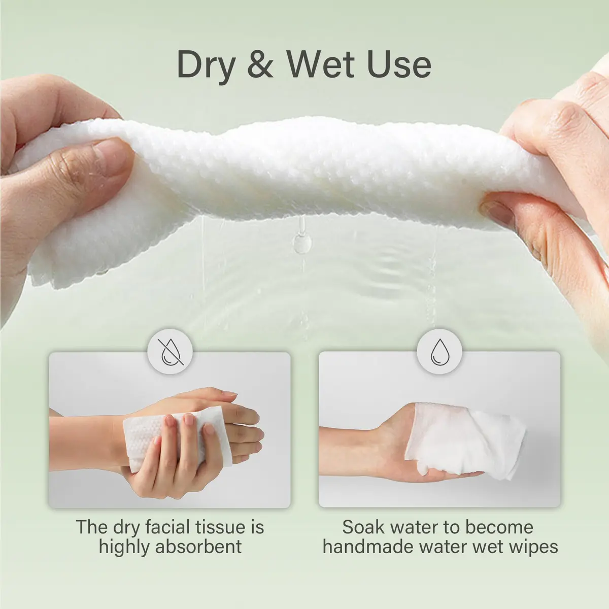 UNIFREE Disposable Face Towels XL | 200 Count, Biobased, Soft & Absorbent for Sensitive Skin - view 6