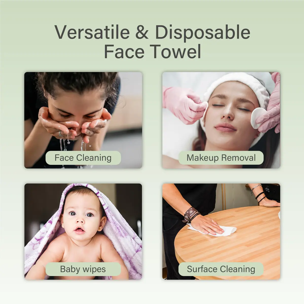 UNIFREE Disposable Face Towels XL | 200 Count, Biobased, Soft & Absorbent for Sensitive Skin - view 4