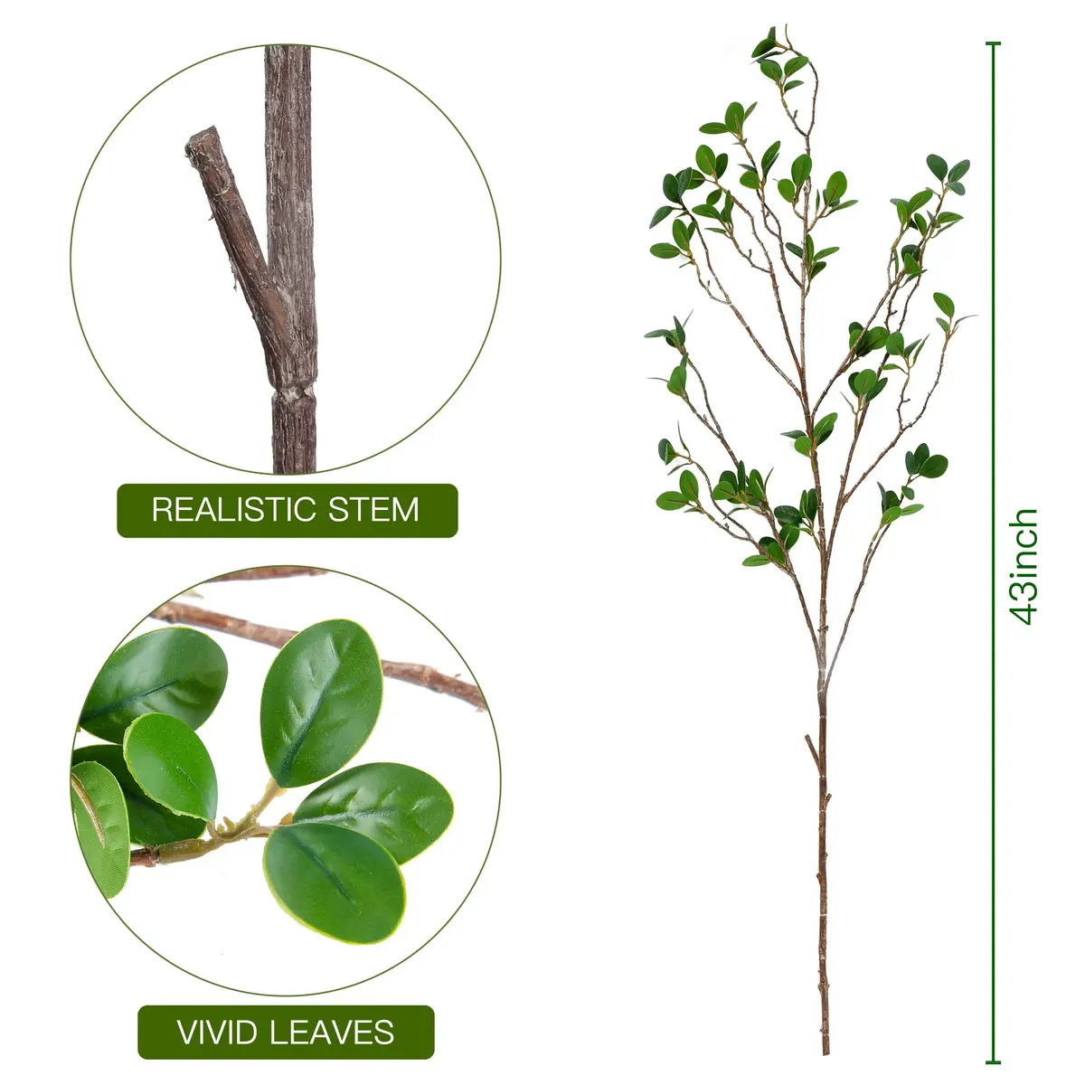Sggvecsy Artificial Ficus Branches 43’’ | Realistic Greenery for Home & Office - view 5