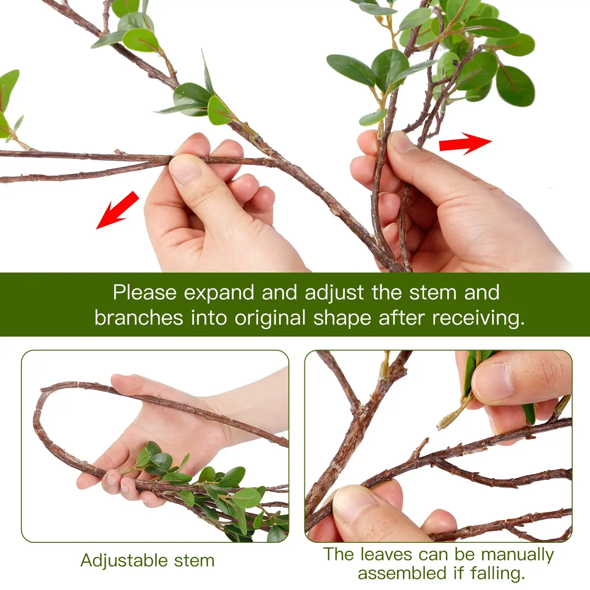 Sggvecsy Artificial Ficus Branches 43’’ | Realistic Greenery for Home & Office - view 6