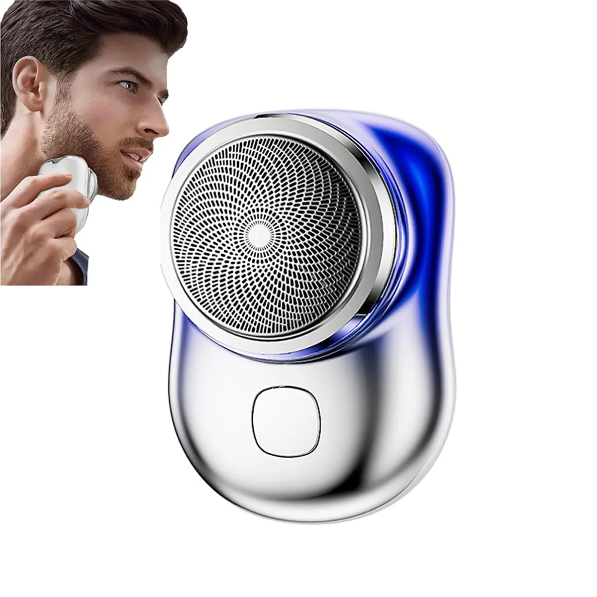 KRRHUEO Zao Mini Shaver for Men - Electric Razor, 7200rpm, 0.1mm Foil, Type-C Charging | Blue - main product image