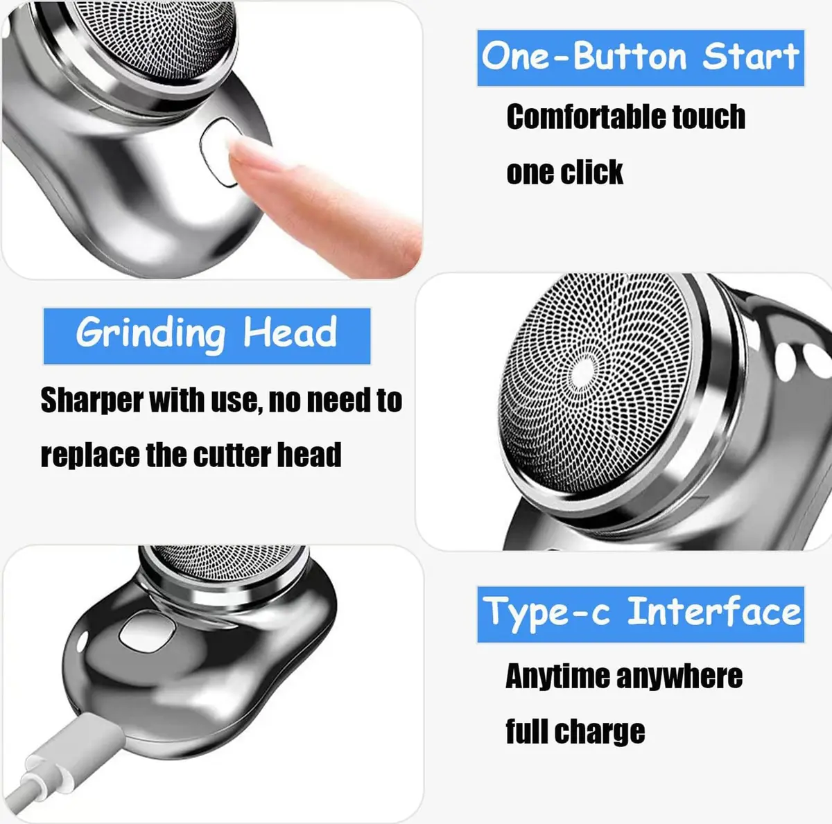 KRRHUEO Zao Mini Shaver Men 2023 | Stainless Steel Foil, Waterproof & Fast-Charge, Unisex Portable Razor (Silver) - view 6