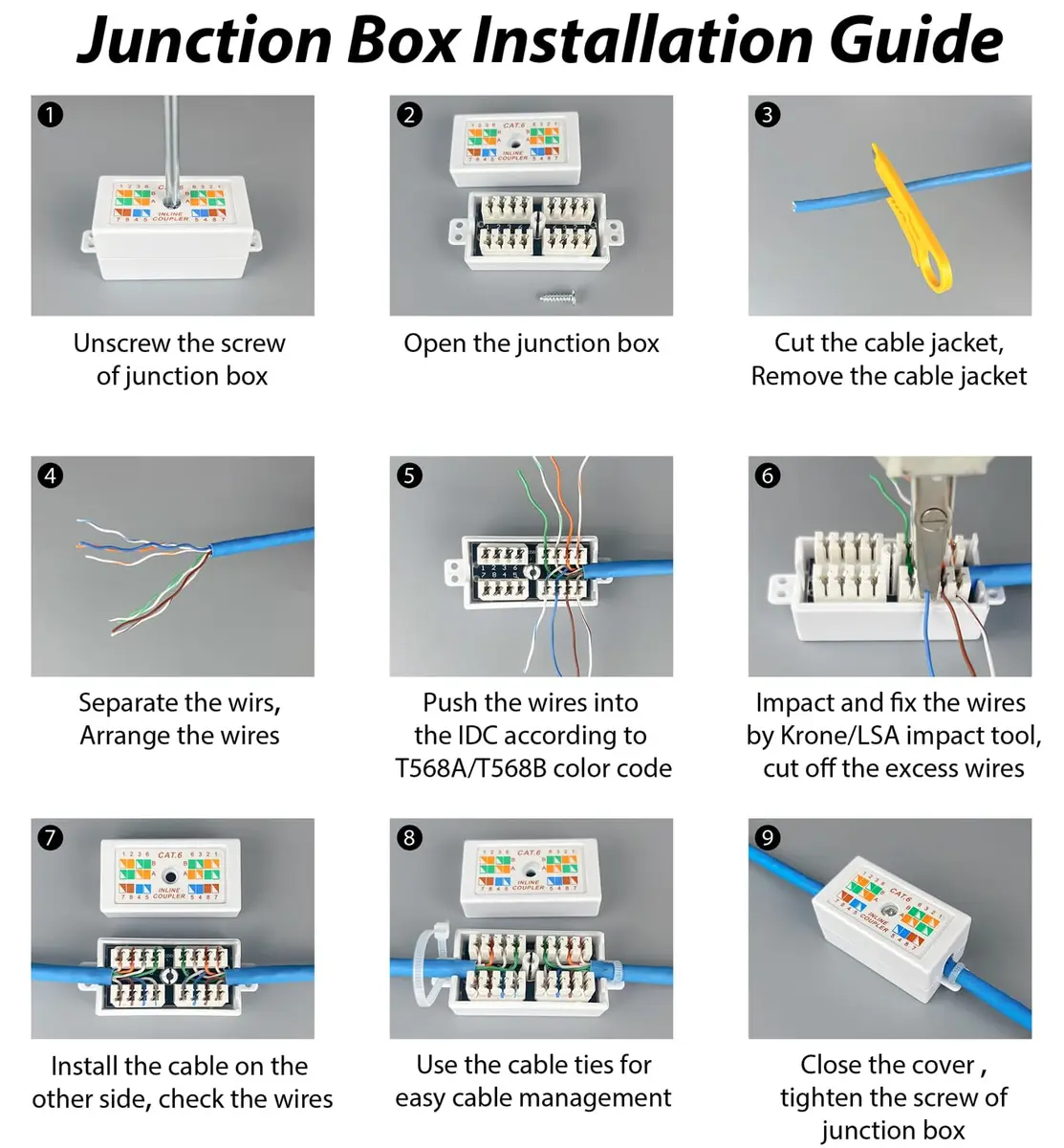 itxtynlo Cat 6 Junction Box 5 Pack | Unshielded Ethernet Splicing Solution - view 2