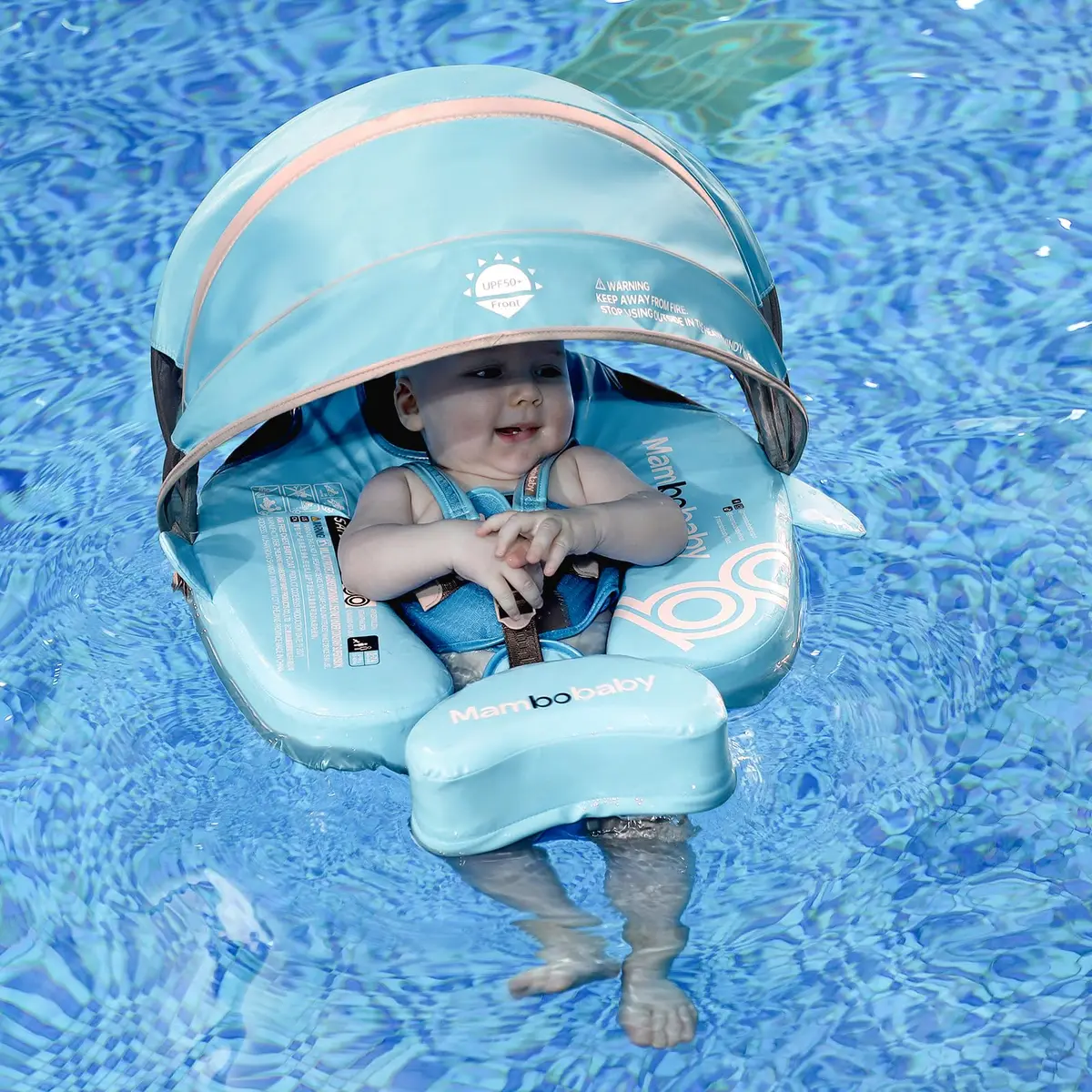Luckclubtojoy Mambobaby Float Non-Inflatable Baby Pool Float with UPF 50+ Canopy and Tail | Full Protection for Babies 3-24 Months - view 5