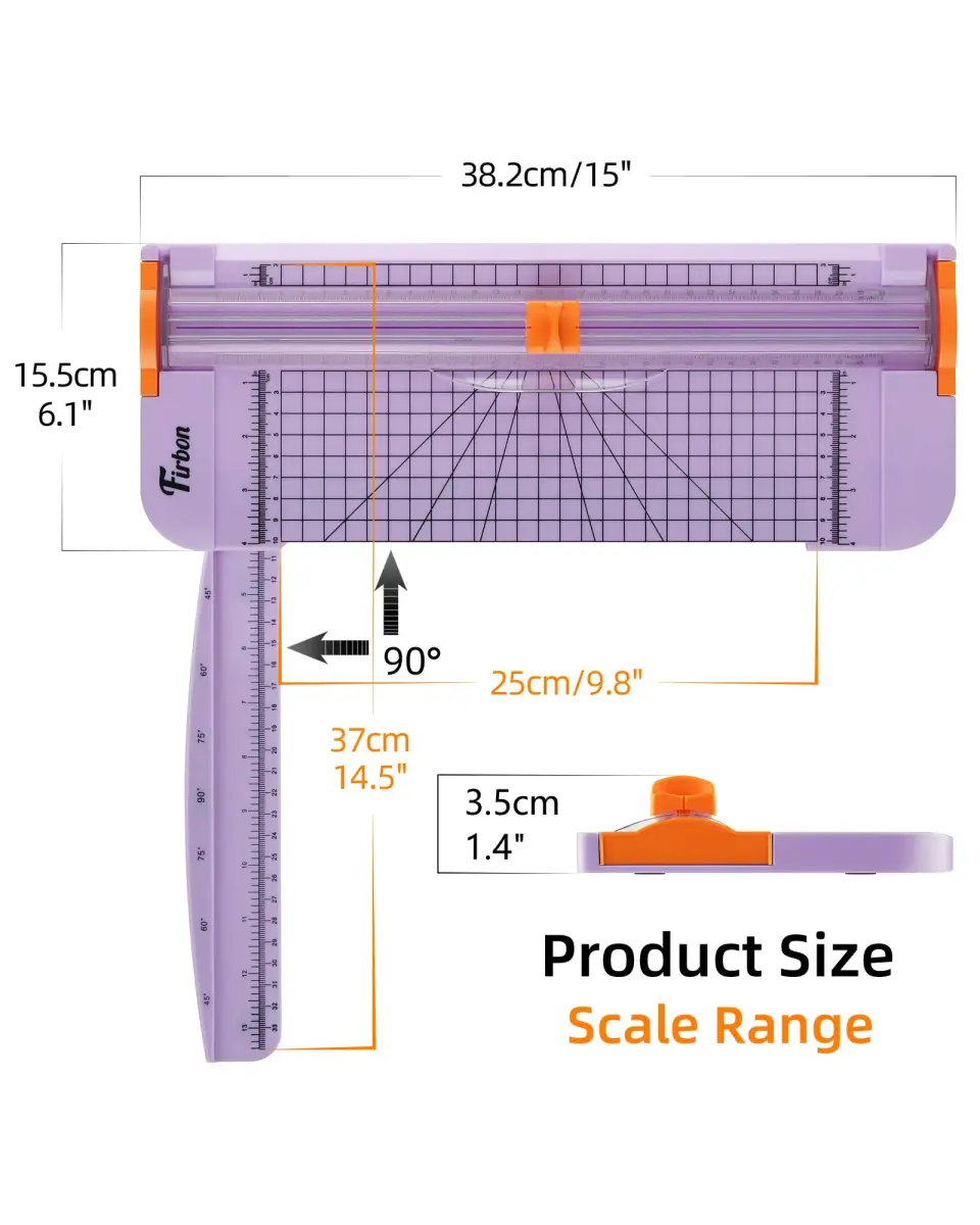 Firbon A4 Paper Cutter 12 Inch Rotary Trimmer with Extended Ruler, Light Purple | Cuts 12 Sheets, CM & Inch Scale, Safe Blade - view 2