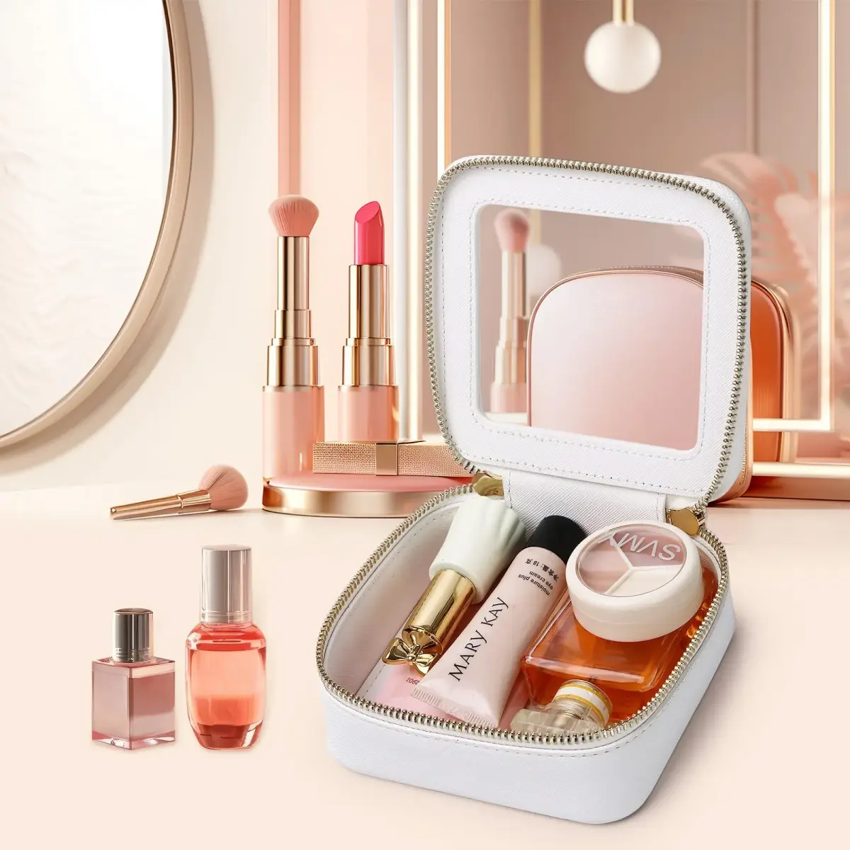 Pinkmik A/White MINI Clear Makeup Bag, TSA Approved Travel Cosmetic Case - view 4