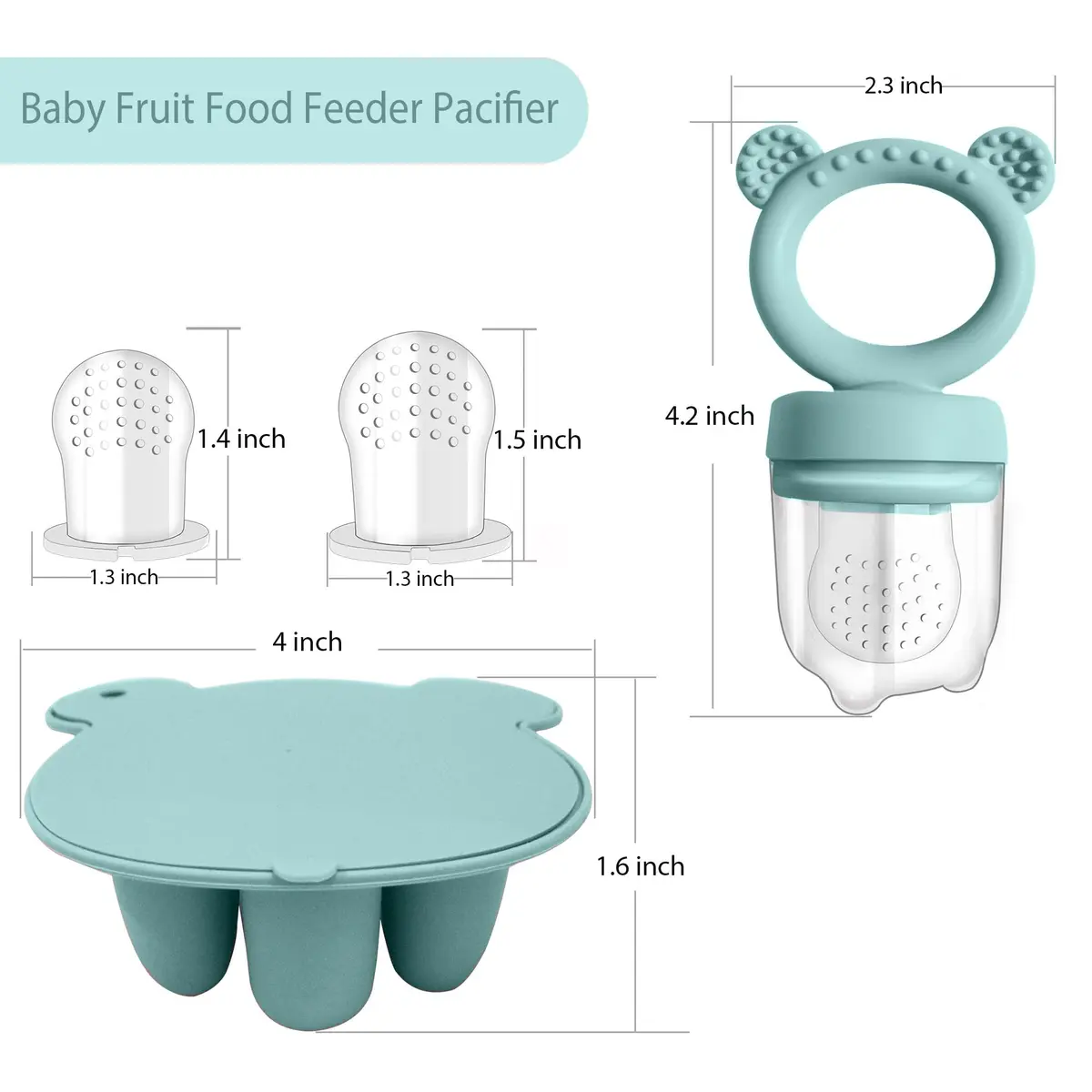 BIGSPINACH Silicone Baby Food Freezer Tray with Teething Popsicle Molds | Baby Fruit Feeder & Breastmilk Teether - view 2
