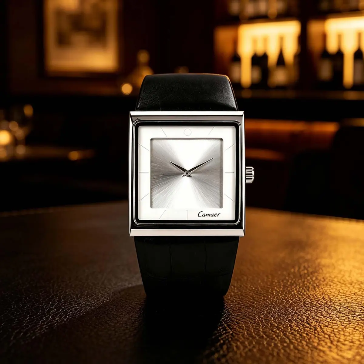 SIBOSUN Men's Square Watch Minimalist Quartz Analog Leather Strap Watch 40mm | Classic Silver Dial - view 3