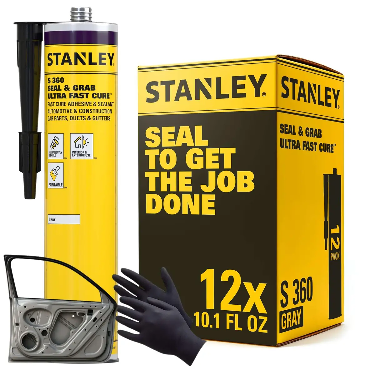 STANLEY S360 Seam Sealer Automotive 12 Pack | Ultra Fast Cure, Flexible & Durable, Gray - main product image