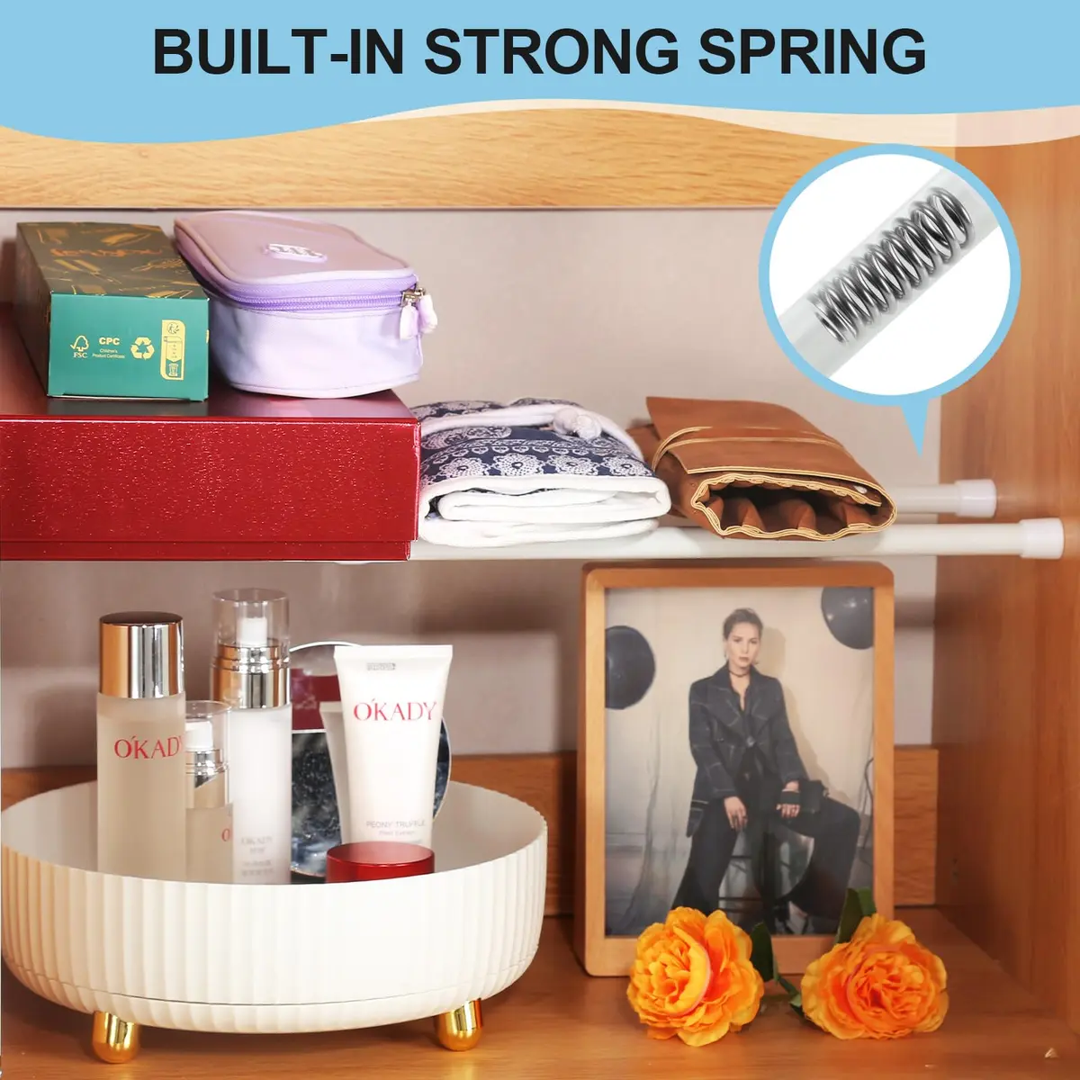 Goowin White Tension Rod 16-28 Inch | No Drilling Expandable Spring Tension Rods for Closet & Curtain - view 4