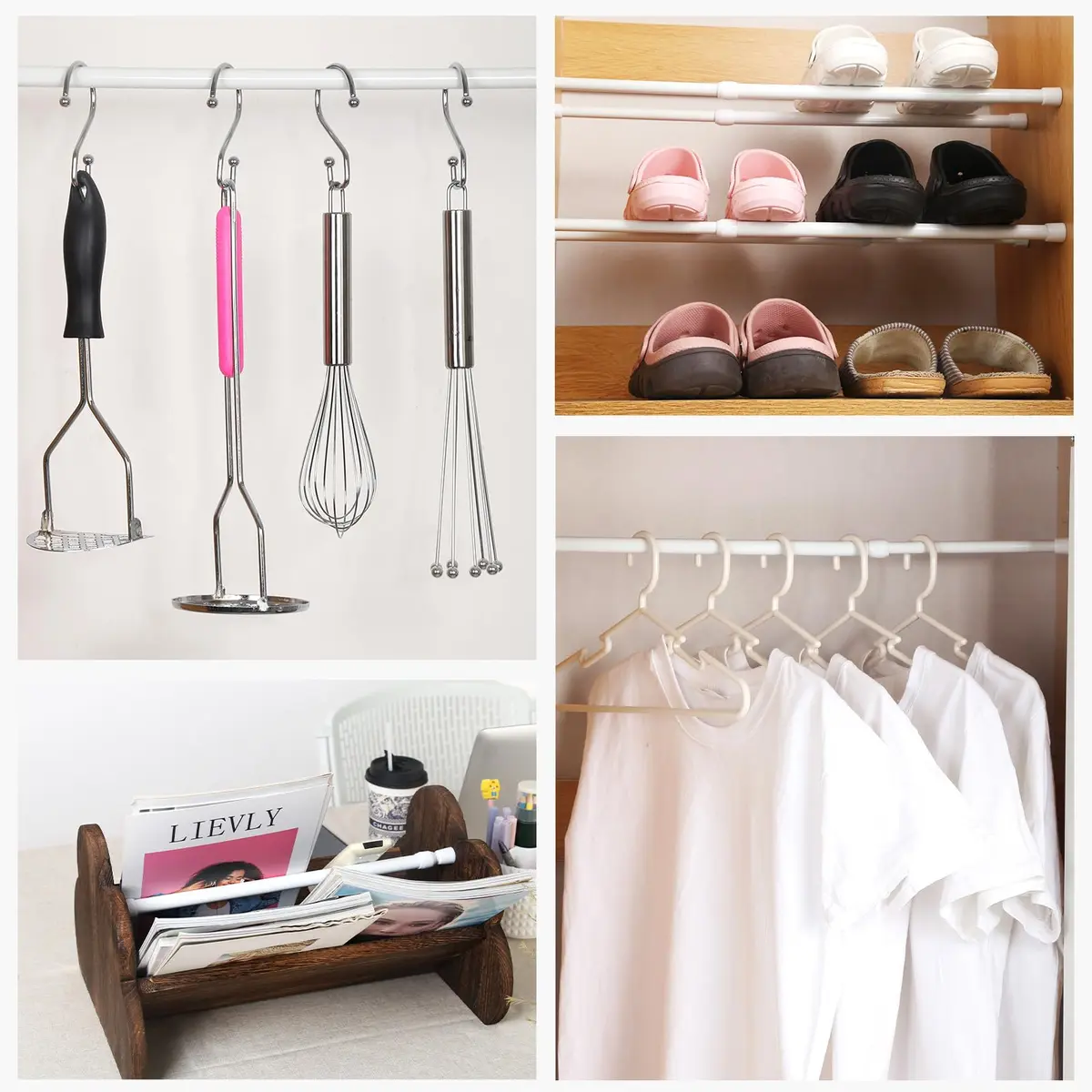 Goowin White Tension Rod 16-28 Inch | No Drilling Expandable Spring Tension Rods for Closet & Curtain - view 6