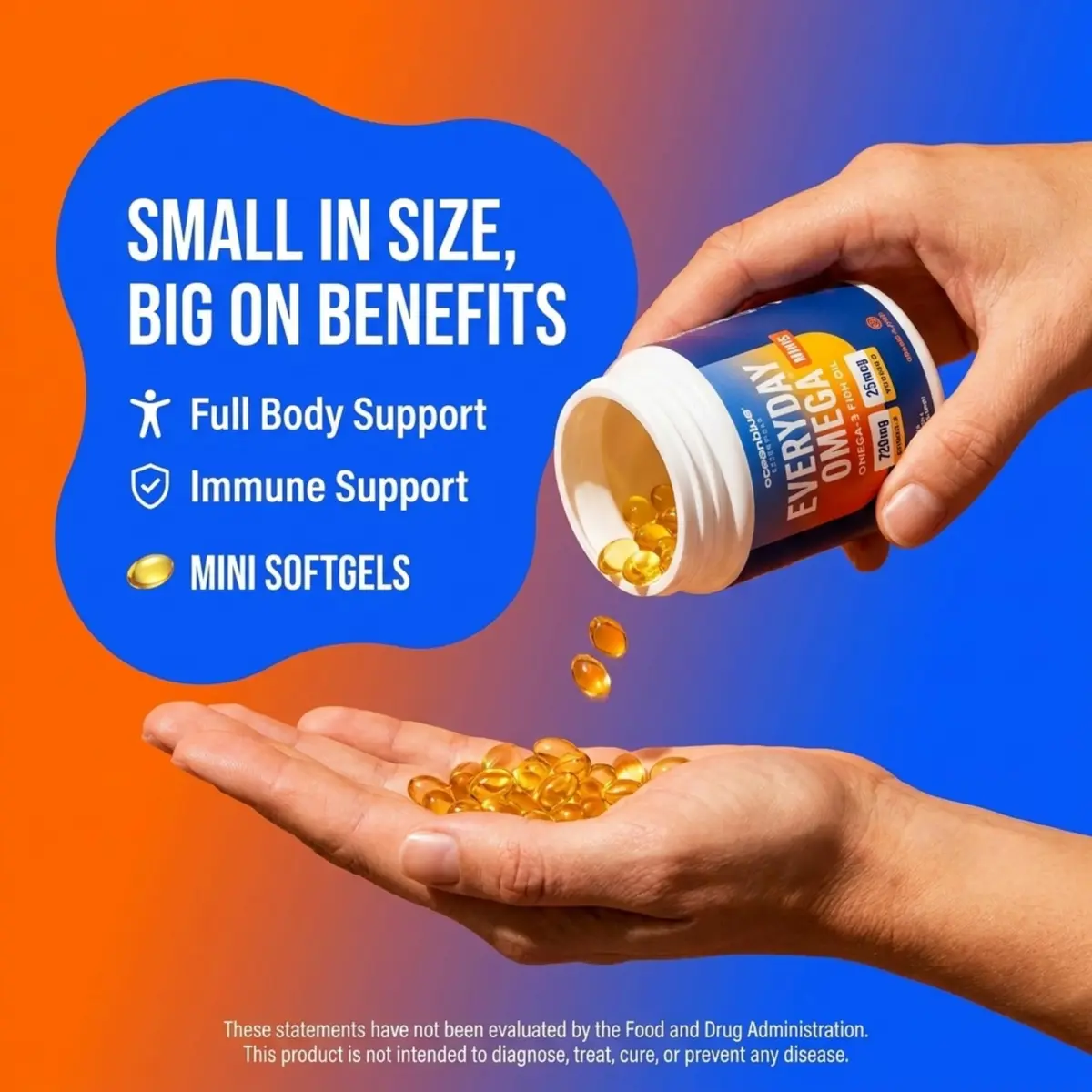 Oceanblue Essentials Omega-3 Mini Softgels 60ct | Heart & Immune Support with Vitamin D3 (70-120 chars) - view 5