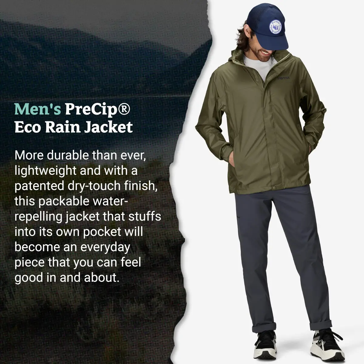 Marmot PreCip Eco Lightweight Waterproof Rain Jacket Large | Breathable & Eco-Friendly - view 4
