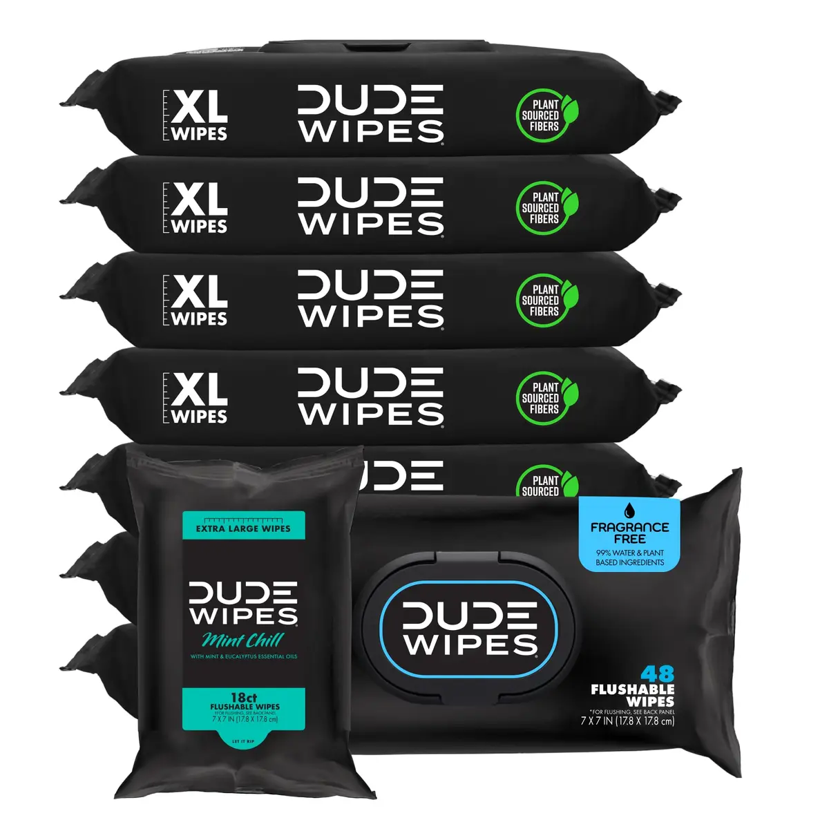 DUDE Wipes Unscented Adult Flushable Wipes & Mint Travel Pack 402 Count | Gentle, Eco-Friendly & Septic Safe - main product image
