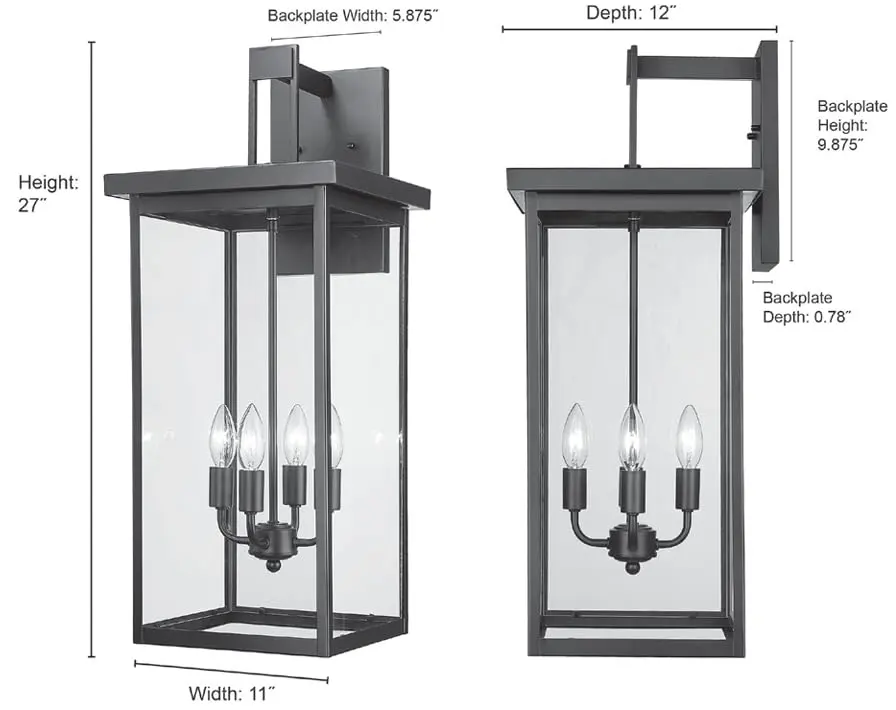 ML Lighting Barkeley Collection 27" Modern Four Bulb Wall Sconce | Anti-Rust Powder Coat Black - view 7