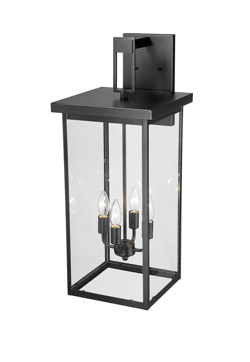 ML Lighting Barkeley Collection 27" Modern Four Bulb Wall Sconce | Anti-Rust Powder Coat Black - view 3