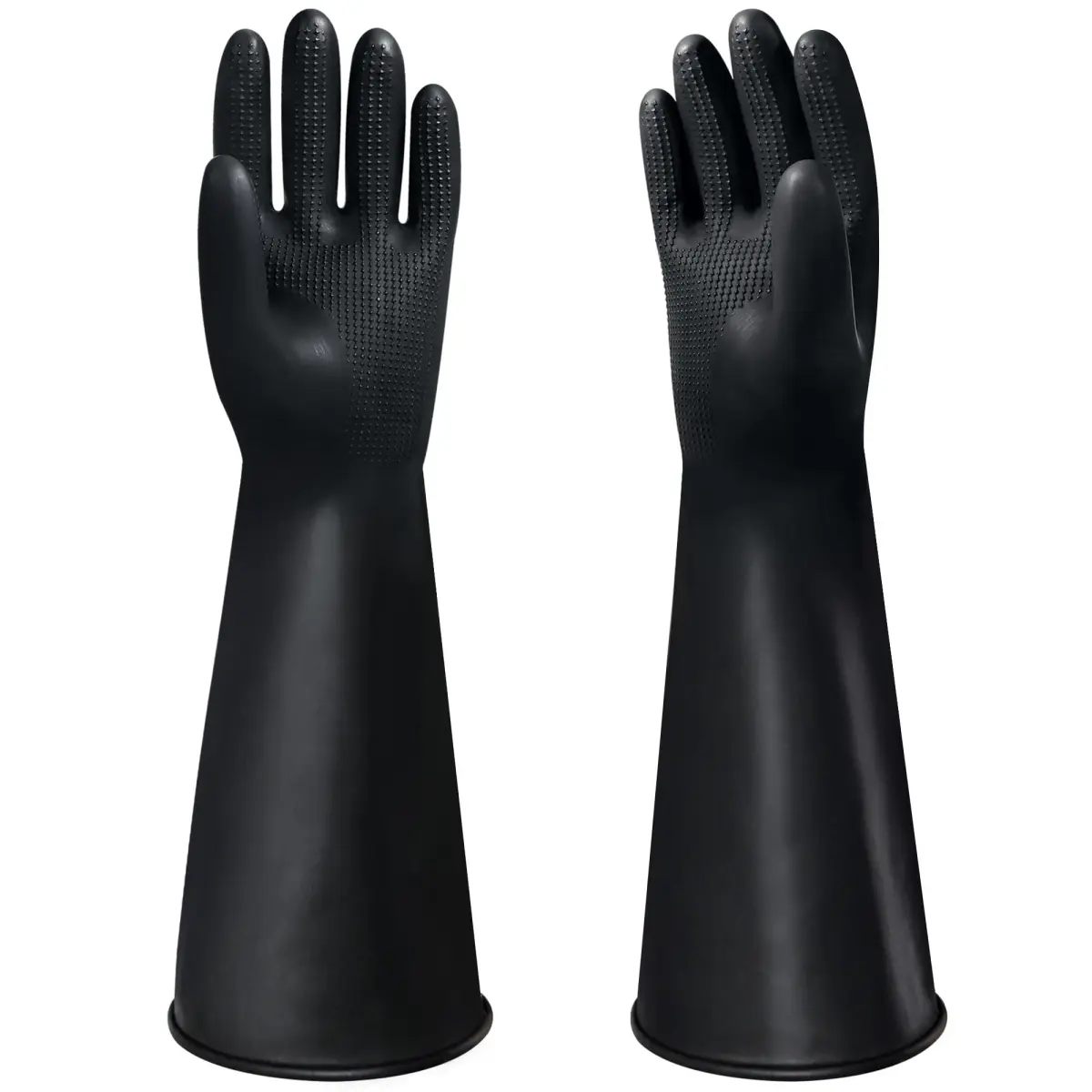 Nobgum 18-inch Chemical Resistant Gloves | Black, Heavy Duty Rubber Industrial Safety Gloves for Cleaning, Gardening, Dishwashing - main product image