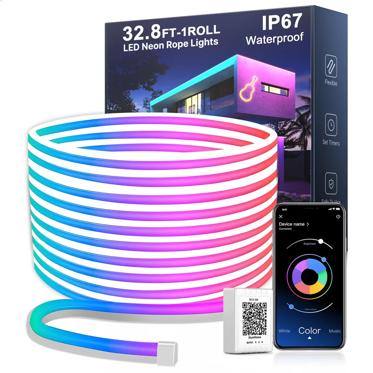 Nexillumi Neon LED Rope Lights 32.8FT | Waterproof RGB Strip for Bedroom & Outdoors - main product image