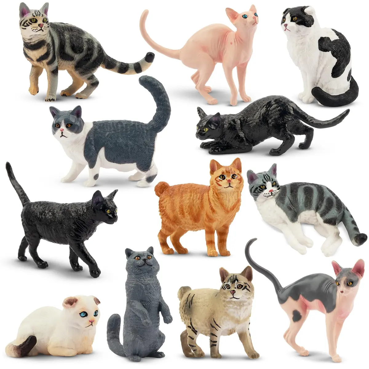 EYSCOTA 12PCS Cat Figurines | Realistic Kitten Toys & Cake Toppers for Kids & Children - main product image
