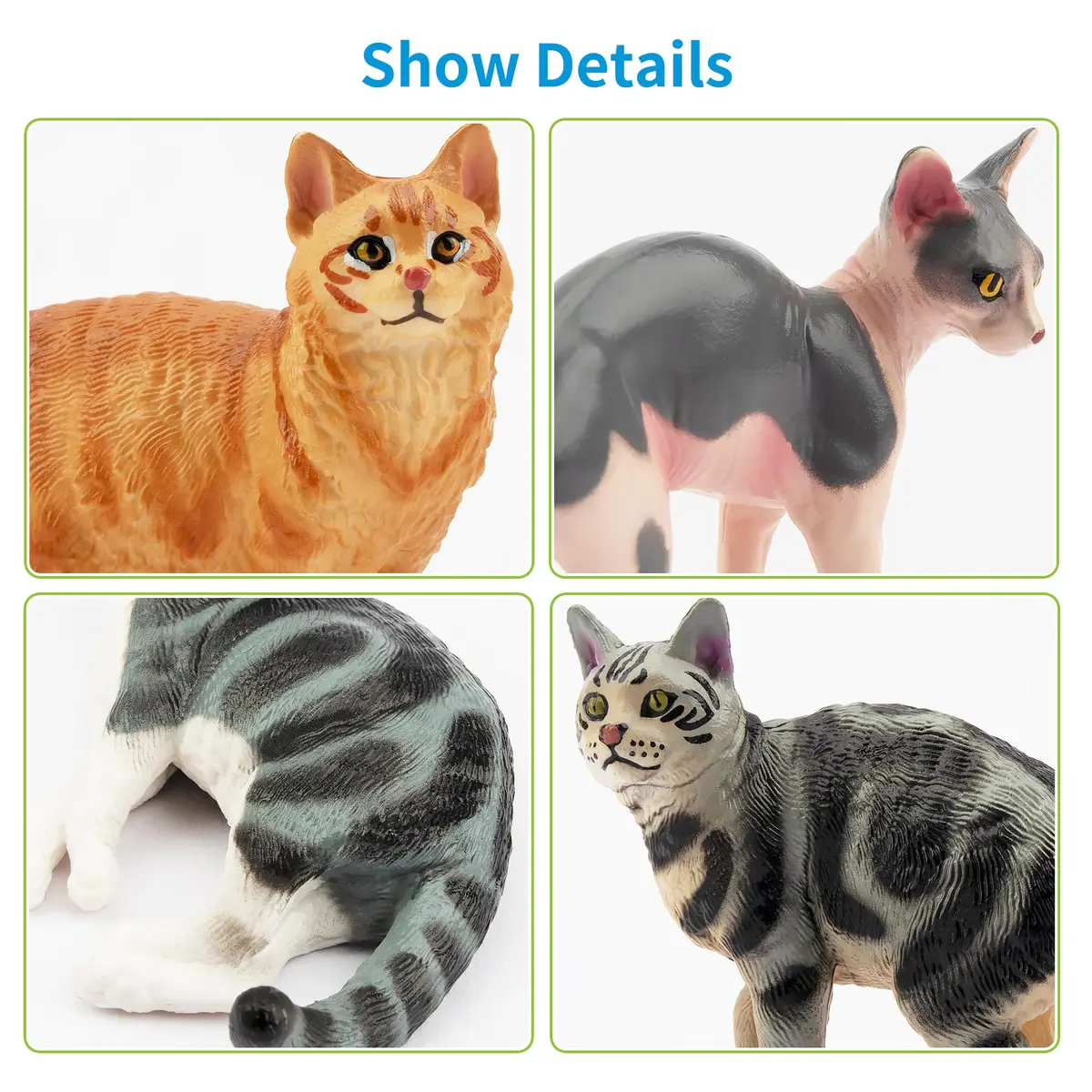 EYSCOTA 12PCS Cat Figurines | Realistic Kitten Toys & Cake Toppers for Kids & Children - view 3