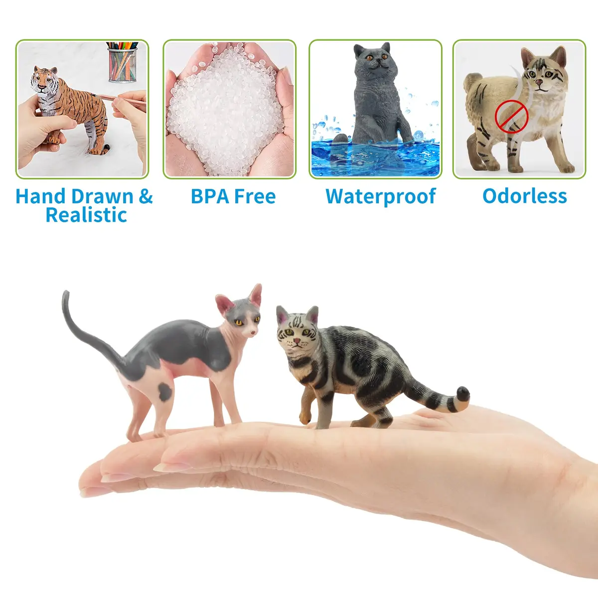 EYSCOTA 12PCS Cat Figurines | Realistic Kitten Toys & Cake Toppers for Kids & Children - view 4