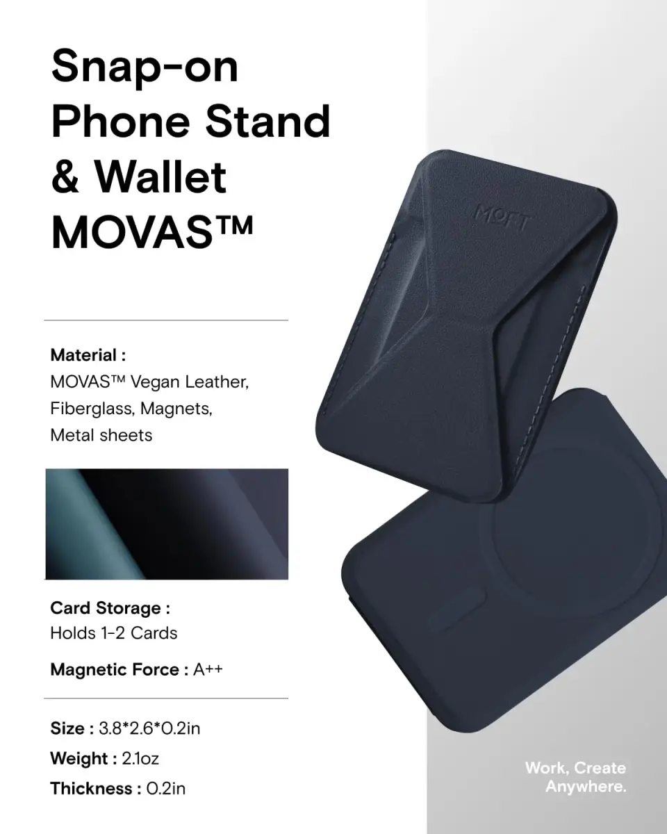 MOFT Magnetic Wallet Stand for iPhone 12-17 Series, Navy Blue | Slim 3-in-1 MagSafe Compatible Phone Stand & Card Holder - view 6