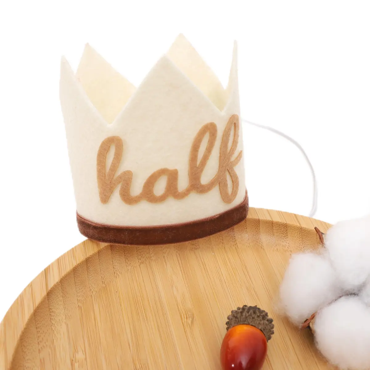 Agkvw Half Birthday Crown - Boho Cake Smash Prop, 6 Months Hat for Boys in Brown | Rustic Boho Party Accessory - main product image
