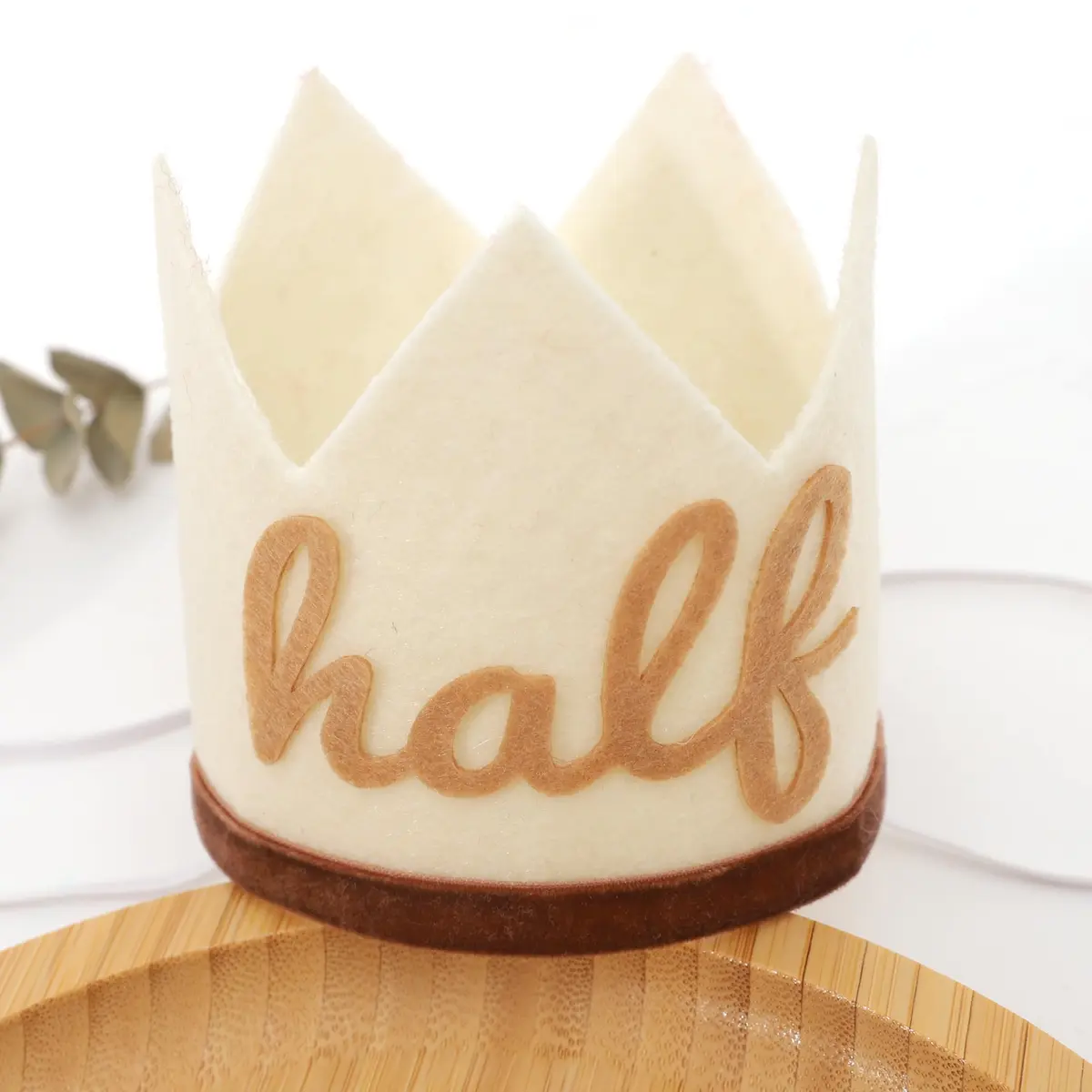 Agkvw Half Birthday Crown - Boho Cake Smash Prop, 6 Months Hat for Boys in Brown | Rustic Boho Party Accessory - view 5