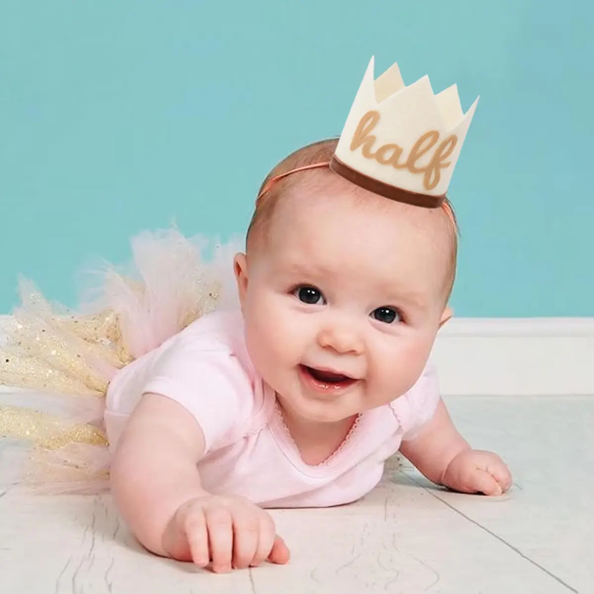 Agkvw Half Birthday Crown - Boho Cake Smash Prop, 6 Months Hat for Boys in Brown | Rustic Boho Party Accessory - view 6