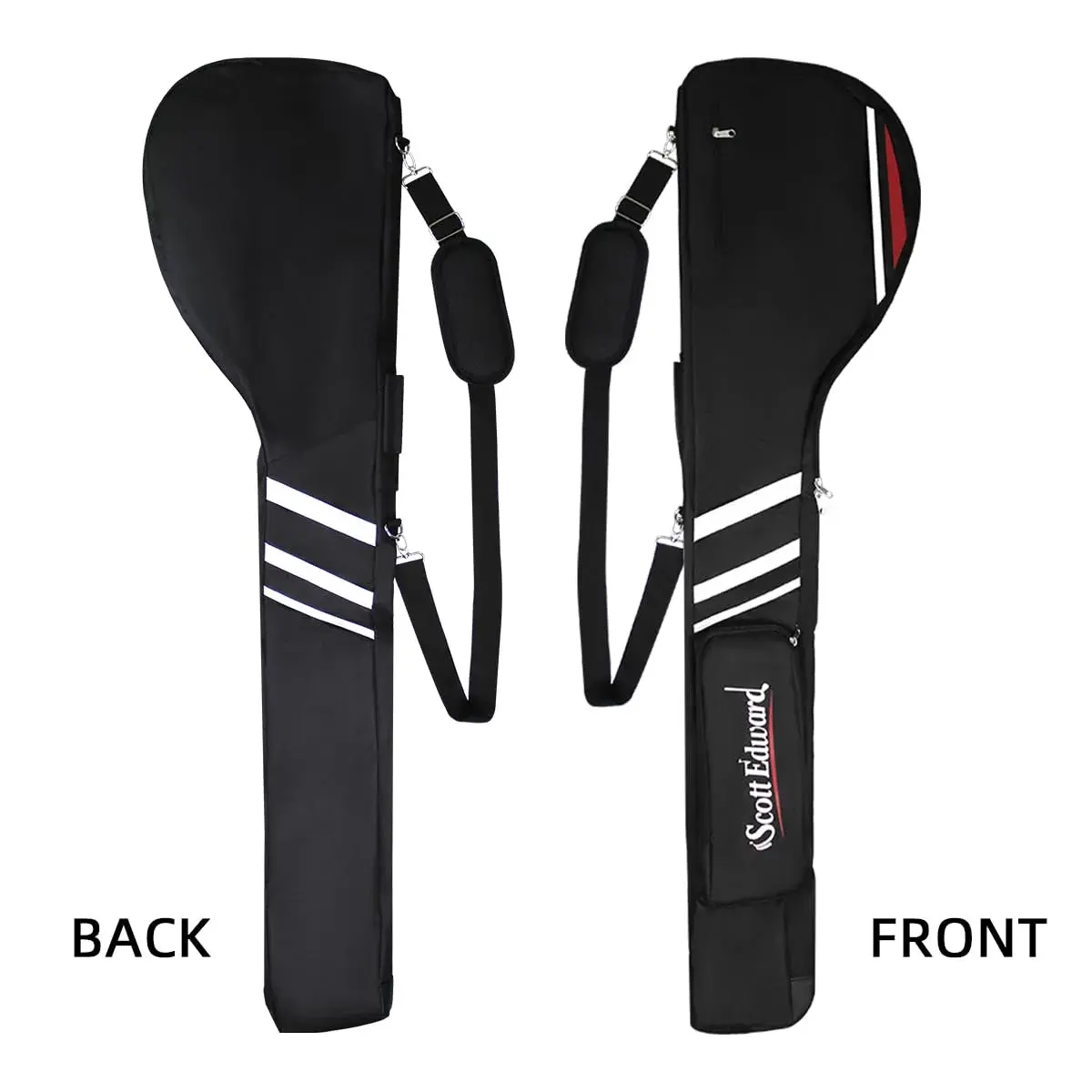 Scott Edward Foldable Golf Club Carry Bag, Portable Sunday Pencil Bag, Lightweight Waterproof Training Case, Holds 7-12 Clubs (Black White Red, 122cm/48in) - view 2