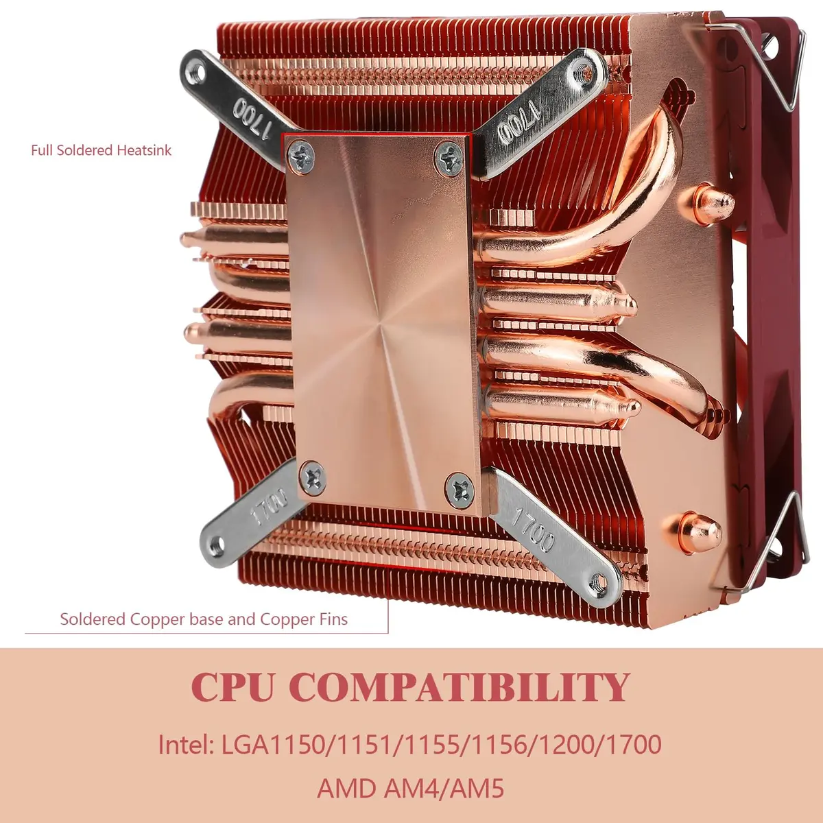 Thermalright AXP90-X53 Full Copper Low Profile CPU Cooler ITX 53mm Height | AGHP Technology for AMD AM4 AM5/Intel LGA1700/115X/1200/1851 - view 5