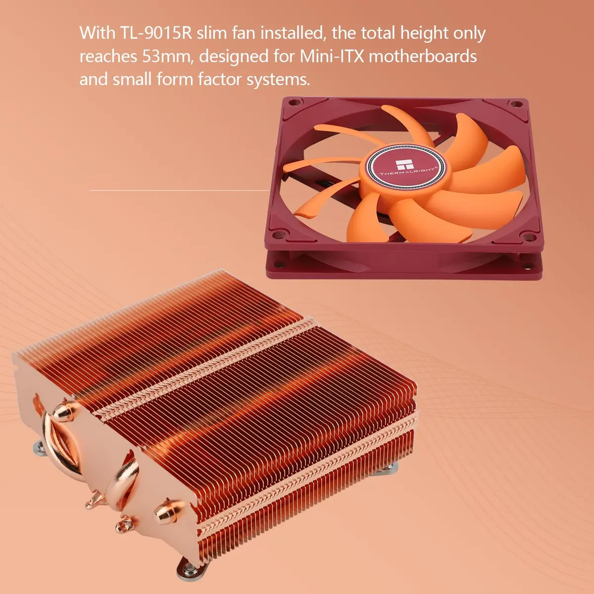 Thermalright AXP90-X53 Full Copper Low Profile CPU Cooler ITX 53mm Height | AGHP Technology for AMD AM4 AM5/Intel LGA1700/115X/1200/1851 - view 3