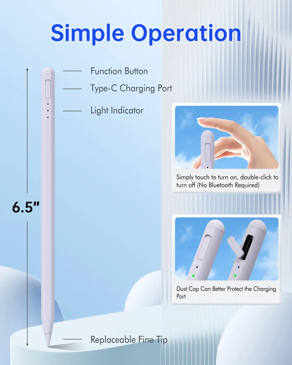 UOGIC Stylus Pen for iPad with Fast Charging & Palm Rejection | Rechargeable, Magnetic, Precise (70-120 chars) - view 3