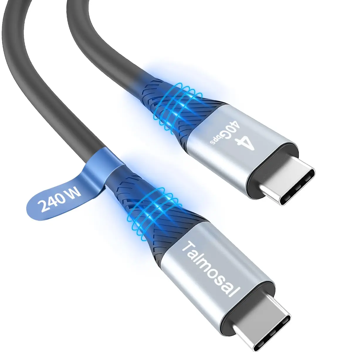 Talmosal 240W Thunderbolt 4 Cable 10 ft Support 8K@60Hz, 4K@144Hz 40Gbps/240W PD Charging for MacBook, iPhone 17, SSD, eGPU - main product image