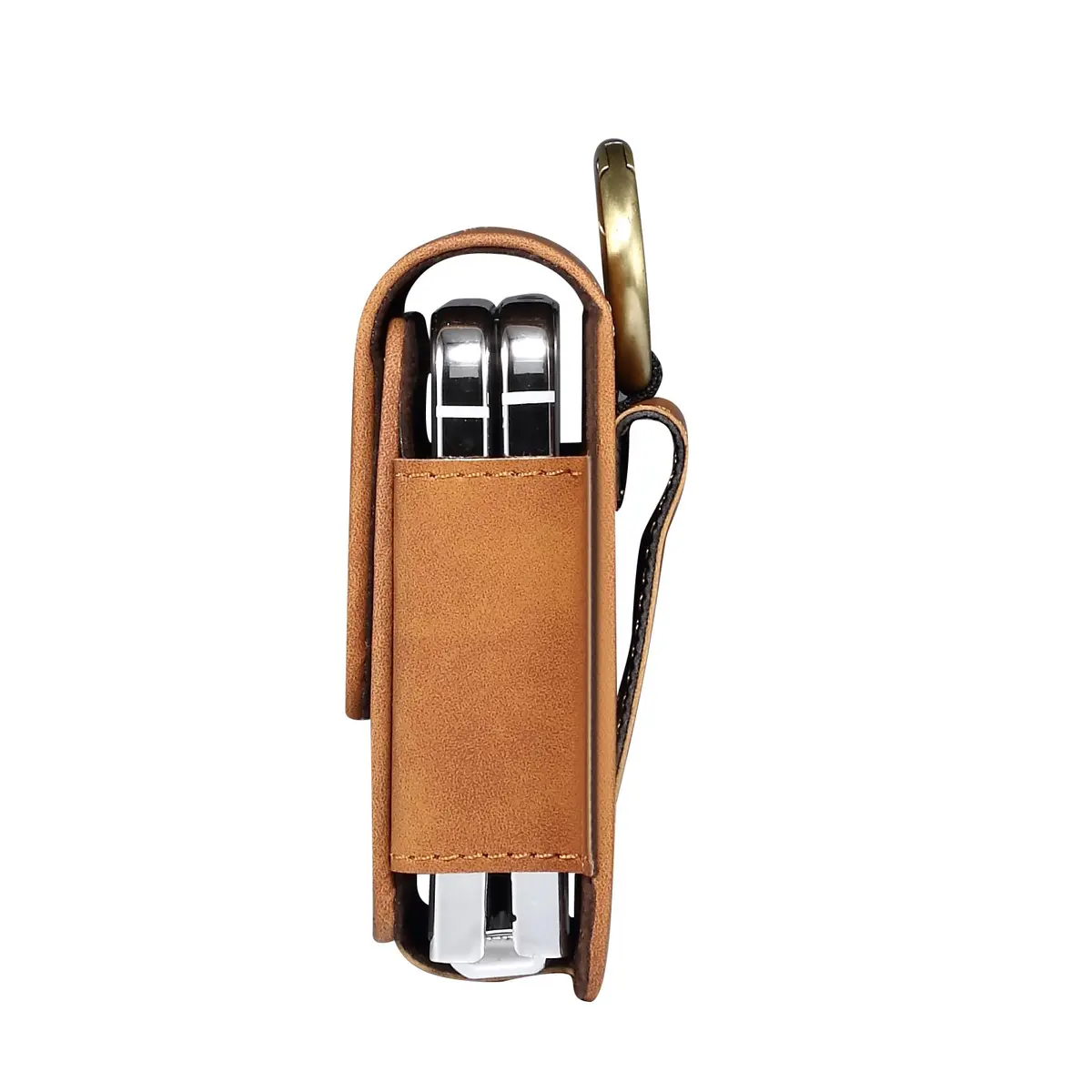ZZ HZYISIDA Faux Leather Phone Holster Pouch Belt Clip for Motorola Razr+ 2025/2024, Razr 50 Ultra, Samsung Galaxy Z Flip 6/5/4, Brown | Fits Phones Up to 6.7 Inches - view 4