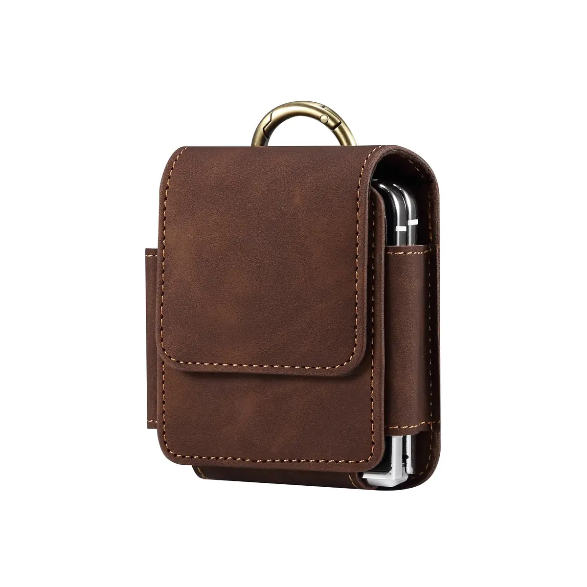 ZZ HZYISIDA Faux Leather Phone Holster Pouch Belt Loop Clip Case for Motorola Razr+ 2025, Galaxy Z Flip 7 (Coffee) | Fits Multiple Foldable Phones - main product image